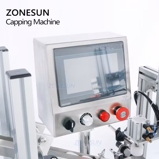 Machine de capsulage automatique de bouteilles d'huile essentielle Zonesun avec chargeur de bouchons